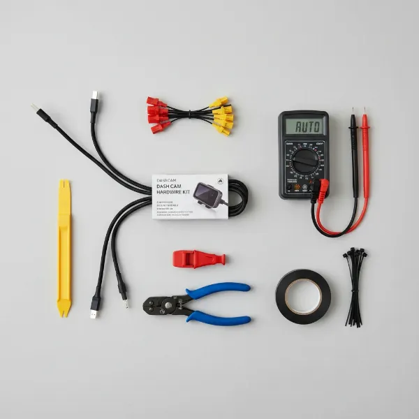 Essential tools and components for hardwiring a dash cam safely