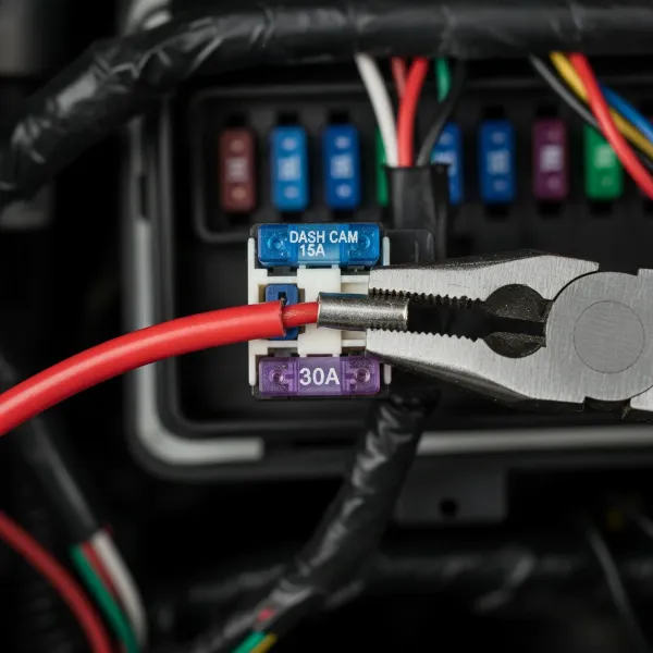 Assembling fuse taps with original and new fuses and crimping wires