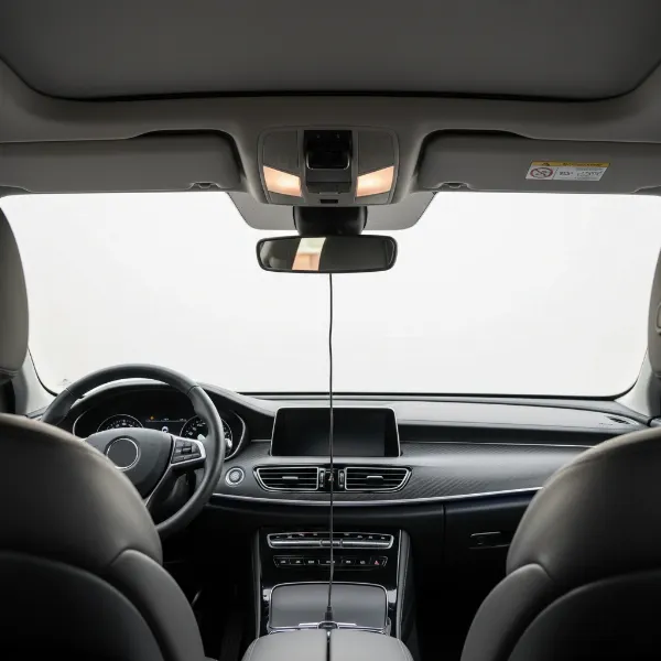 Clean, professionally installed dual-channel dash cam system in a car interior.